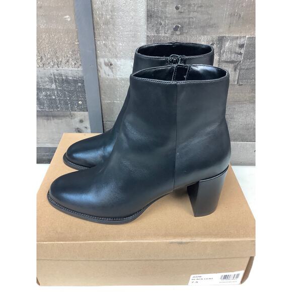 Steve Madden Women's 7.5M Black Leather Jozie Ankle Bootie Block Heels LM3-15 - Picture 6 of 10